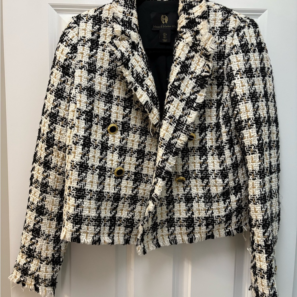 House of Harlow 1960 Checkered Tweed Blazer